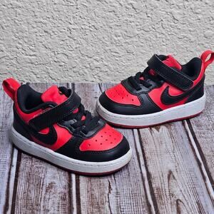 nike court borough low recraft baby toddler sneakers red and black size 5c
